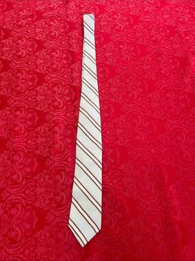 Brooks Brothers Makers & Merchants Silk Linen Striped Tie Ivory Blue Brown Made